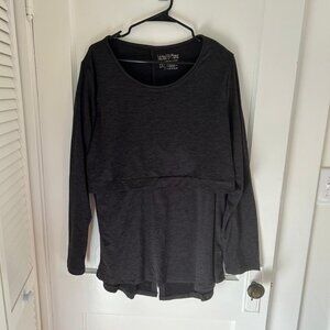 Latched Mama Dark Grey Long Sleeve Nursing Athletic Shirt, 2X